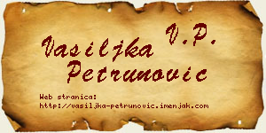 Vasiljka Petrunović vizit kartica